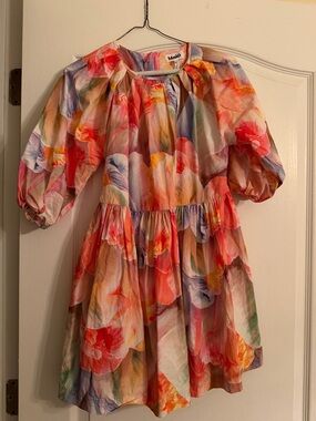 MOLO CIERA Floral Watercolor Puff-Sleeve Kids Dress - Multicolor